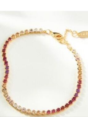 Anthropologie Gold Bracelet with Pink Stones